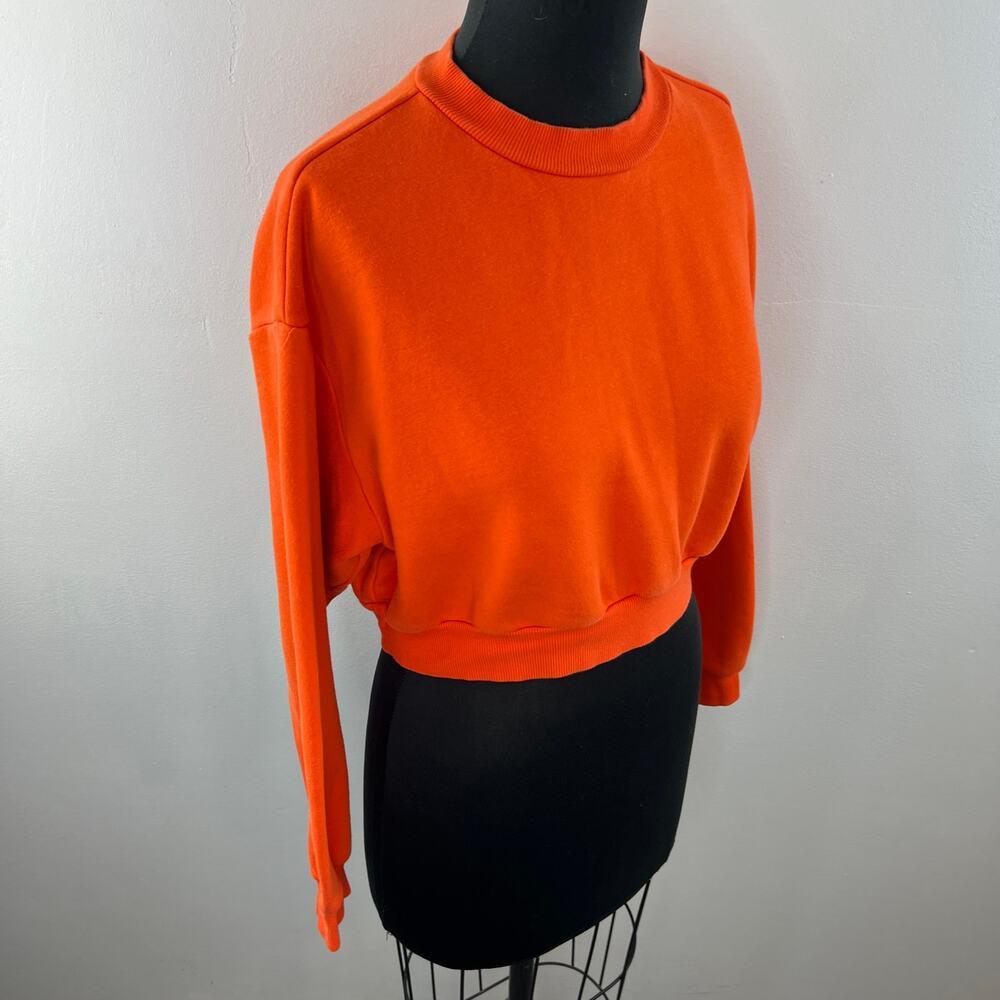 H&M Orange S Sweatshirt Mock Turtleneck Dropped Shoulders Long Sleeve Pullover - Picture 4 of 6